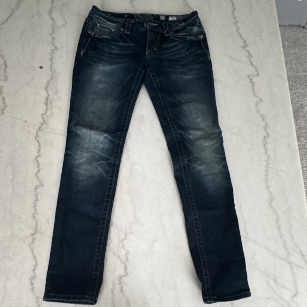 Miss Me Jeans Size 27 Skinny Embellished Cross Pockets Bling Y2K JP504559 0016